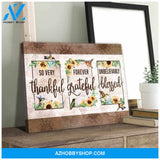 Beautiful Hummingbird and Sunflower Canvas Thankful Grateful Blessed Wall Art Decor