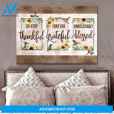 Beautiful Hummingbird and Sunflower Canvas Thankful Grateful Blessed Wall Art Decor