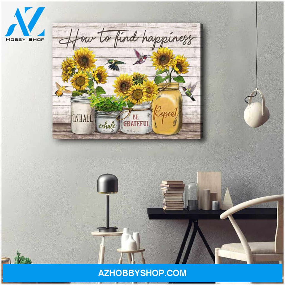 Beautiful Hummingbird Canvas How To Find Happiness Wall Art Decor