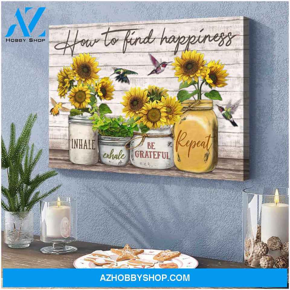 Beautiful Hummingbird Canvas How To Find Happiness Wall Art Decor