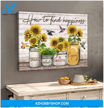 Beautiful Hummingbird Canvas How To Find Happiness Wall Art Decor