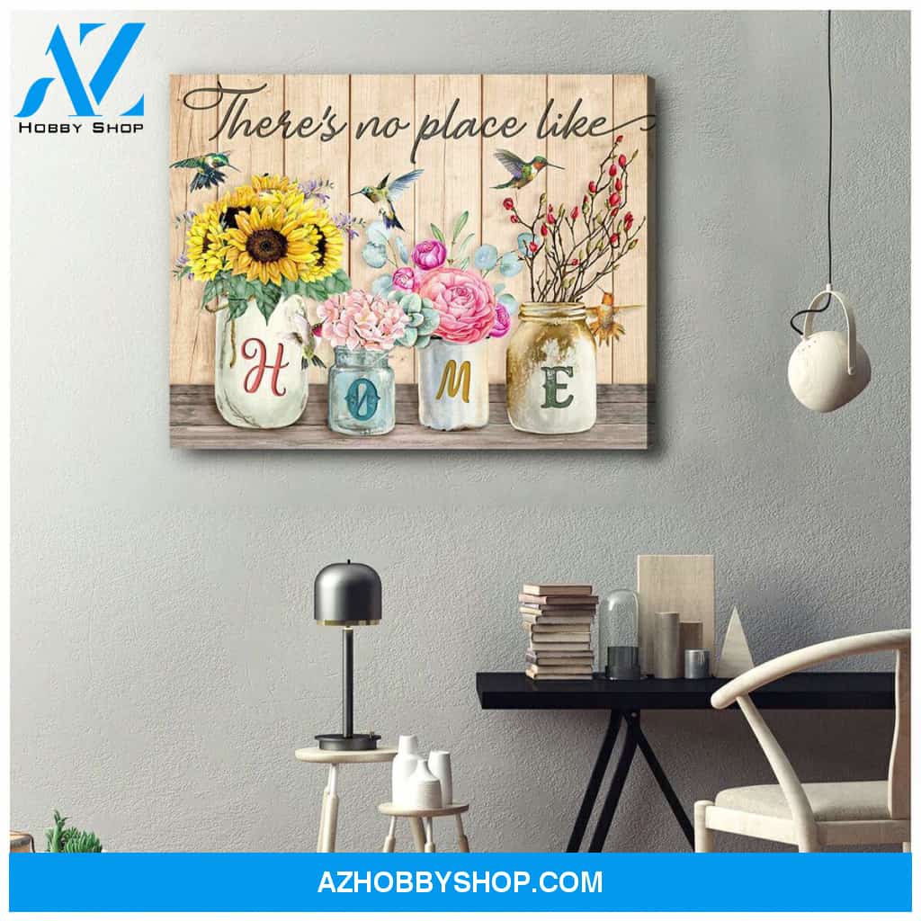 Beautiful Hummingbird Canvas There no place like home Wall Art Decor