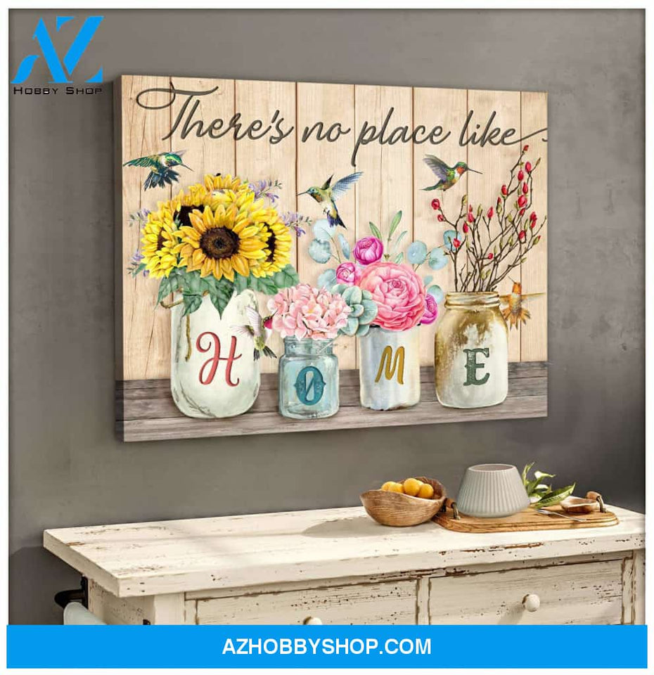 Beautiful Hummingbird Canvas There no place like home Wall Art Decor