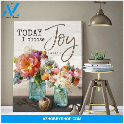 Beautiful Knitting and Flower Canvas Today I Choose Joy Wall Art Decor