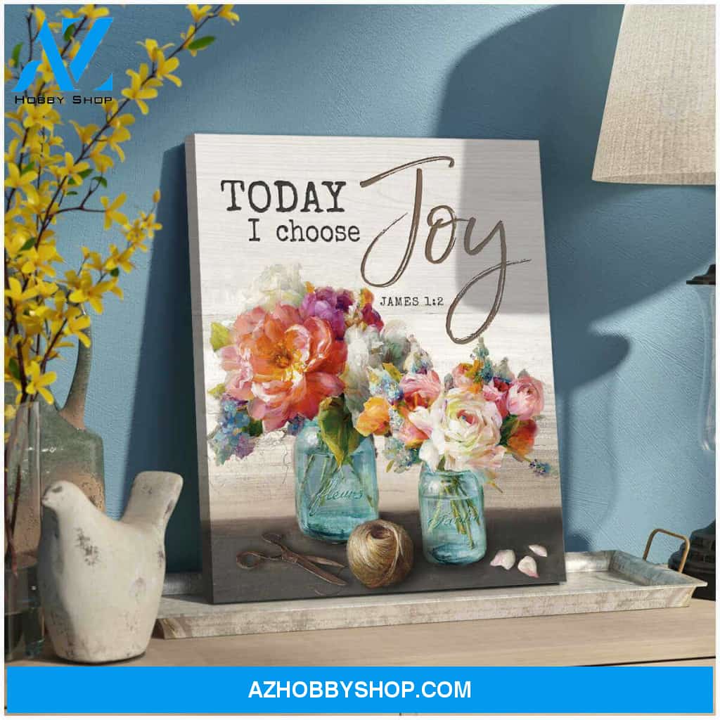 Beautiful Knitting and Flower Canvas Today I Choose Joy Wall Art Decor