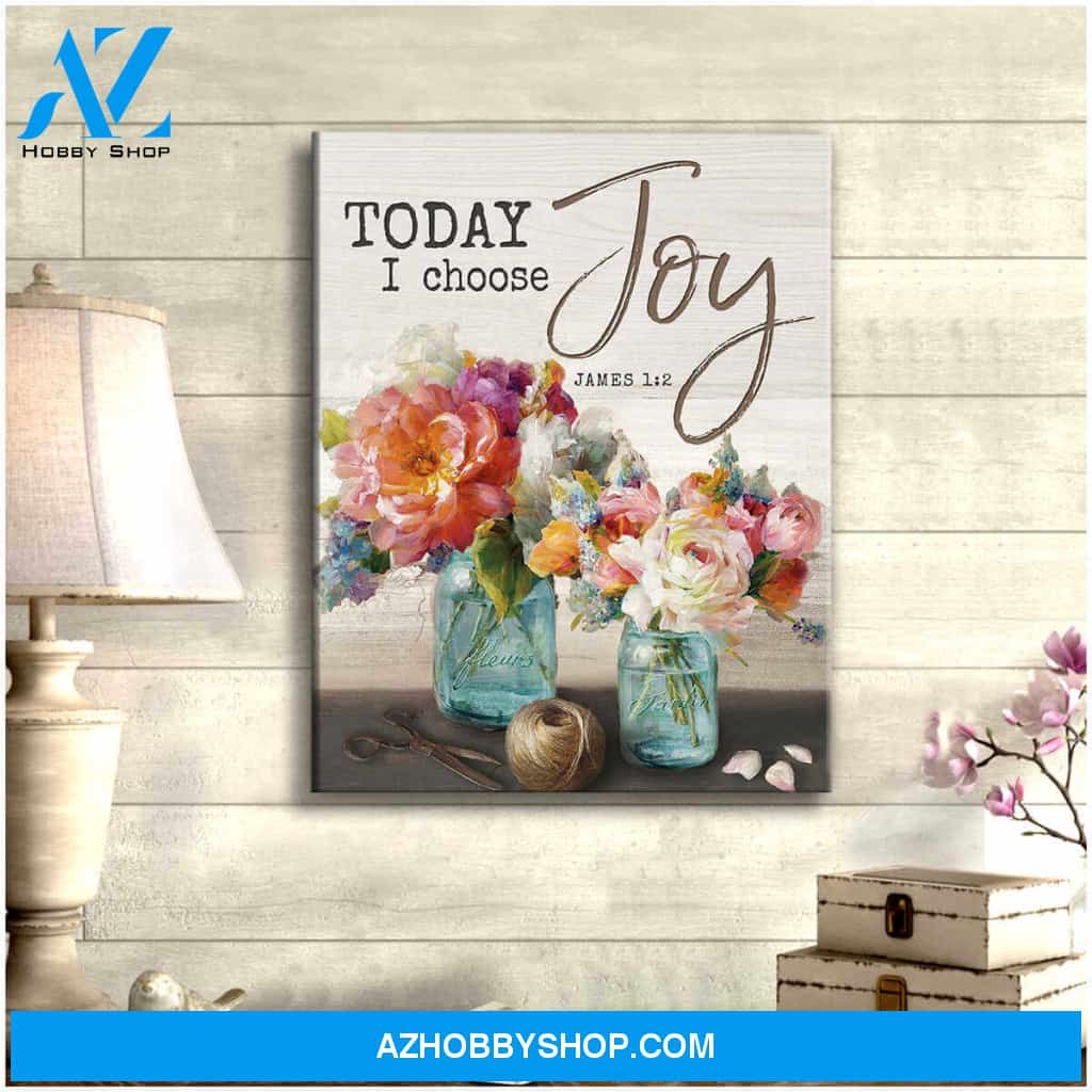 Beautiful Knitting and Flower Canvas Today I Choose Joy Wall Art Decor