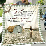 Beautiful life on farm - God need a caretaker so he made a Farmer Blanket Gift For Family Friend Home Decor Birthday Gift Bedding Couch Sofa Soft And Comfy Cozy