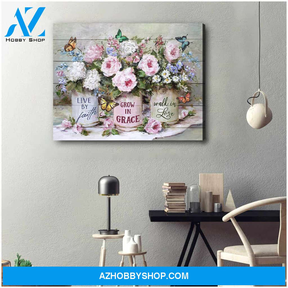 Beautiful Live by faith Butterfly Canvas Wall Art Decor