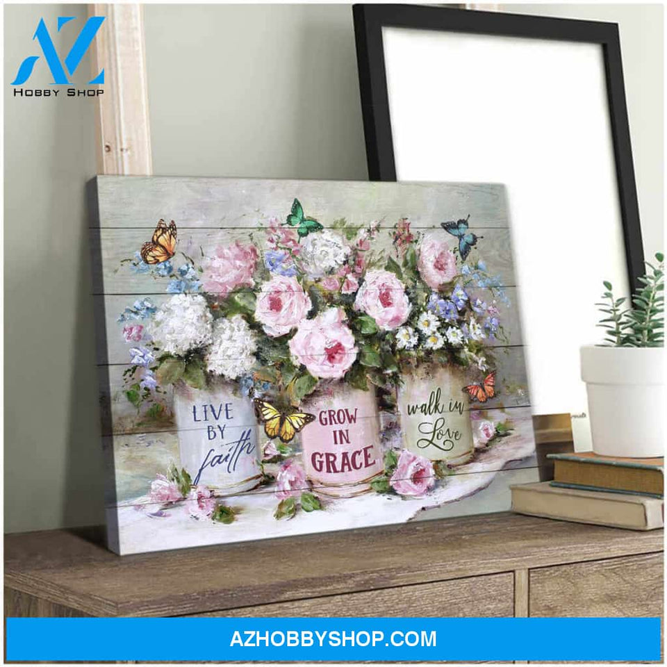 Beautiful Live by faith Butterfly Canvas Wall Art Decor