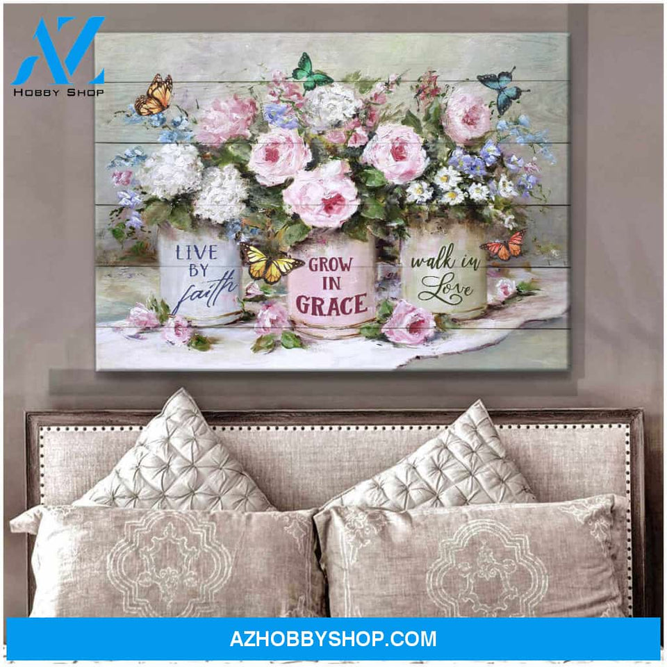 Beautiful Live by faith Butterfly Canvas Wall Art Decor