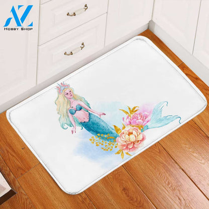 Beautiful Mermaid White Door Mat