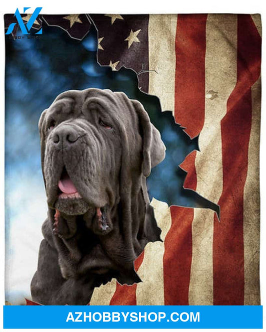 Beautiful Neapolitan Mastiff American Flag Blanket Gift For Dog Lovers 