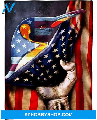 Beautiful Penguin Behind In The American Flag Fleece Blanket Home Decor Bedding Couch Sofa Soft And Comfy Cozy