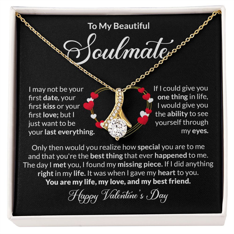 Beautiful Soulmate Happy Valentine's Day Alluring Beauty Necklace