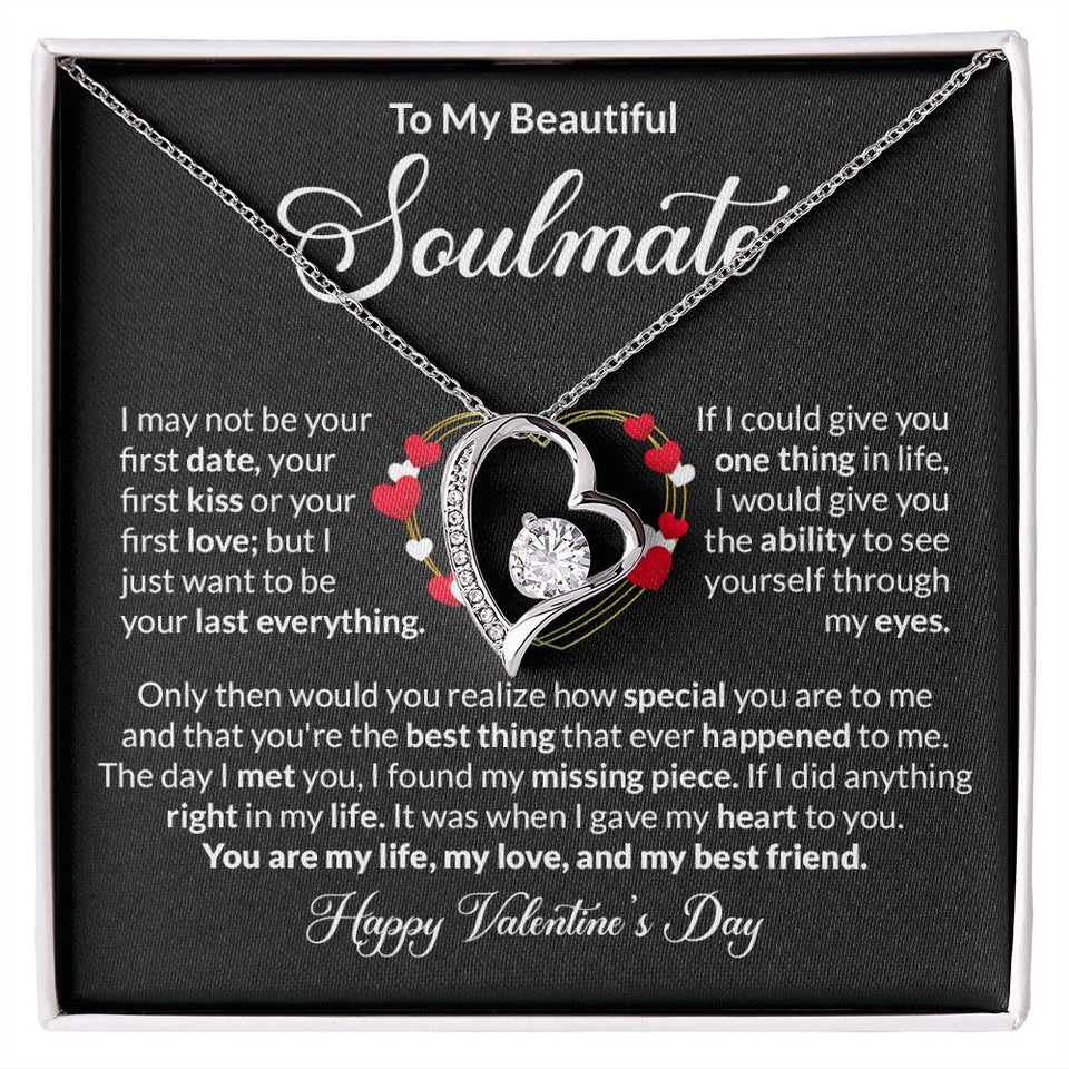Beautiful Soulmate Happy Valentine's Day Forever Love Necklace