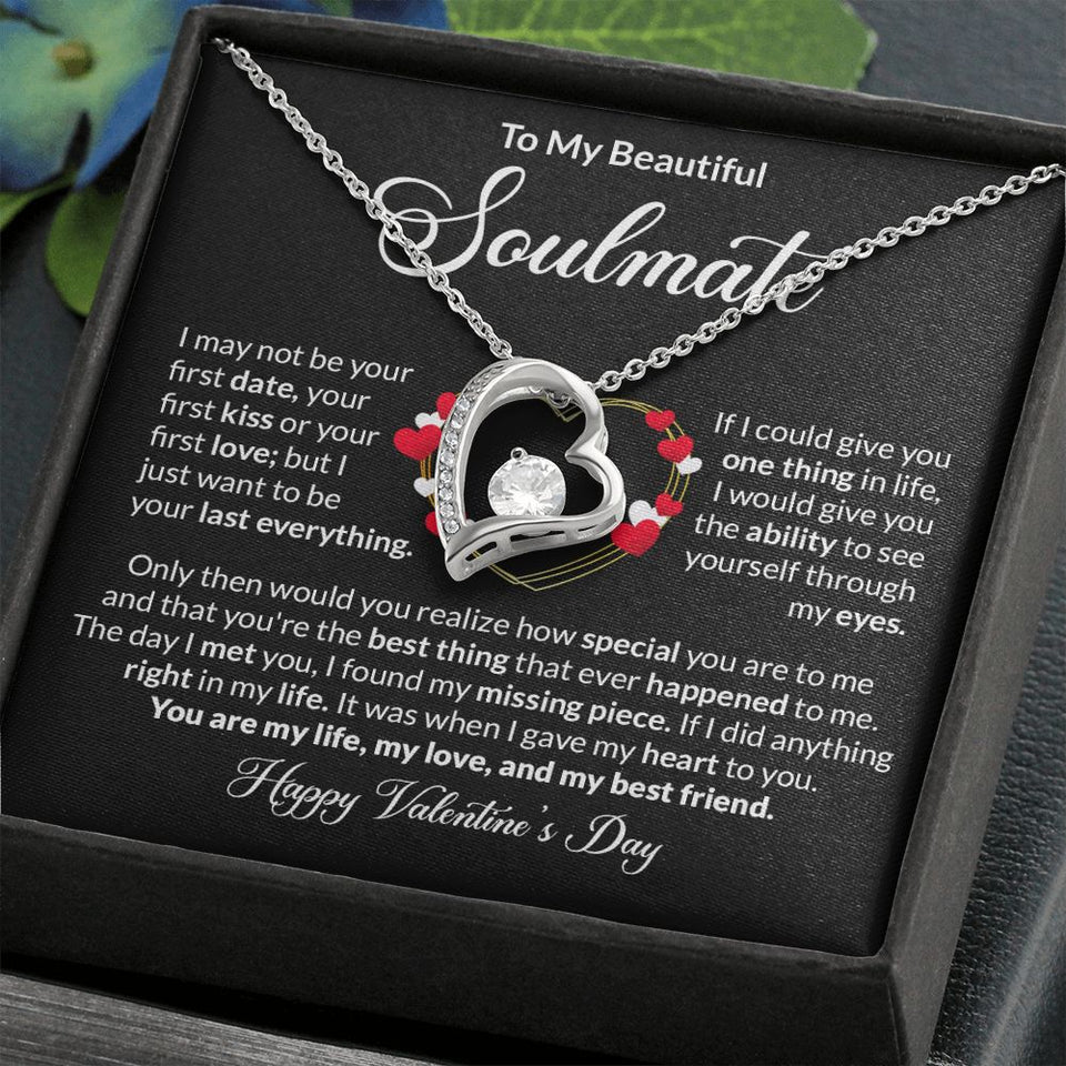 Beautiful Soulmate Happy Valentine's Day Forever Love Necklace