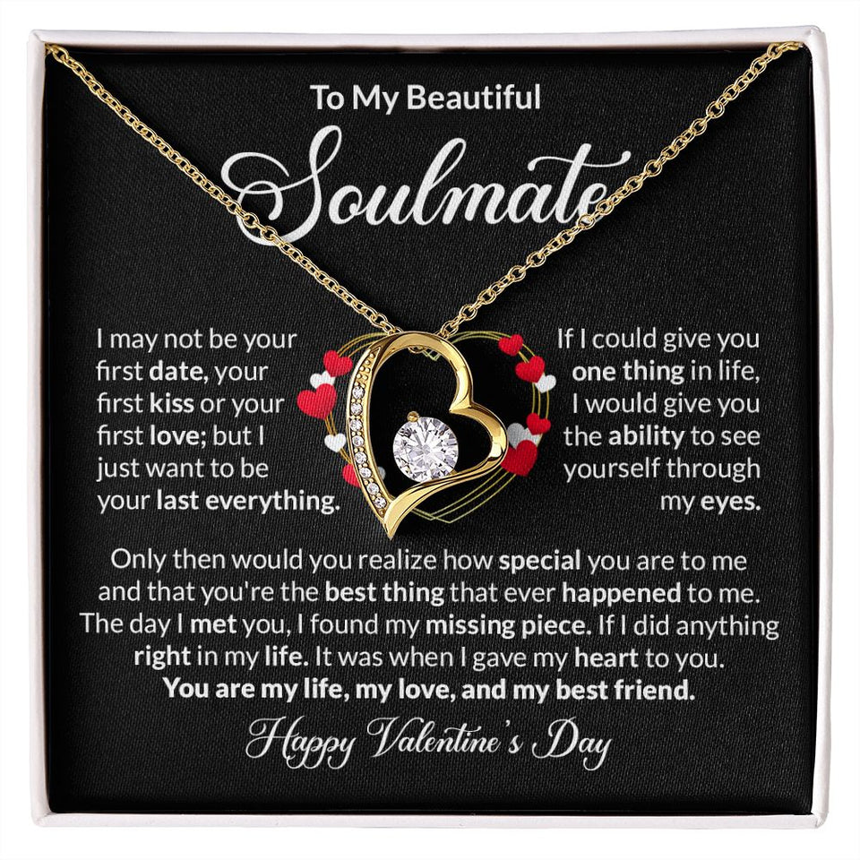 Beautiful Soulmate Happy Valentine's Day Forever Love Necklace