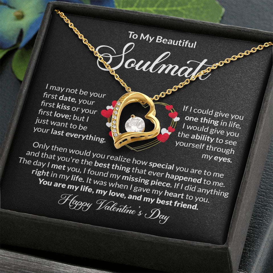 Beautiful Soulmate Happy Valentine's Day Forever Love Necklace