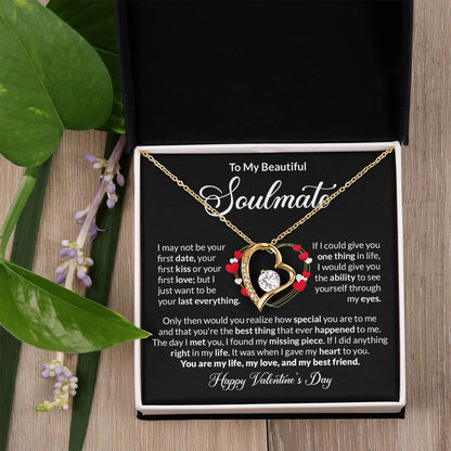 Beautiful Soulmate Happy Valentine's Day Forever Love Necklace