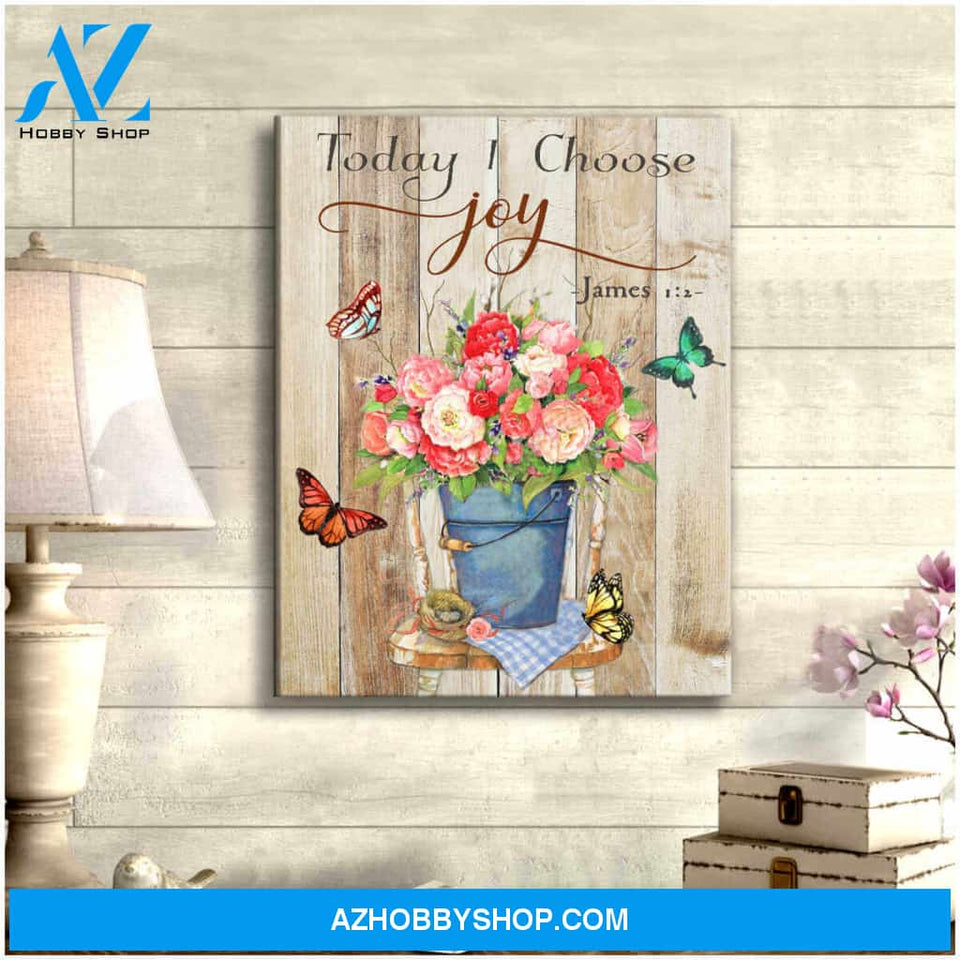Beautiful Today I choose Joy Butterfly Canvas Wall Art Decor