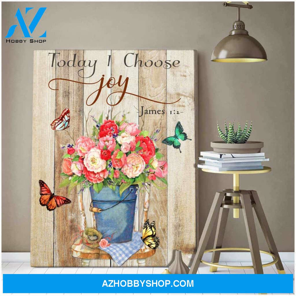 Beautiful Today I choose Joy Butterfly Canvas Wall Art Decor