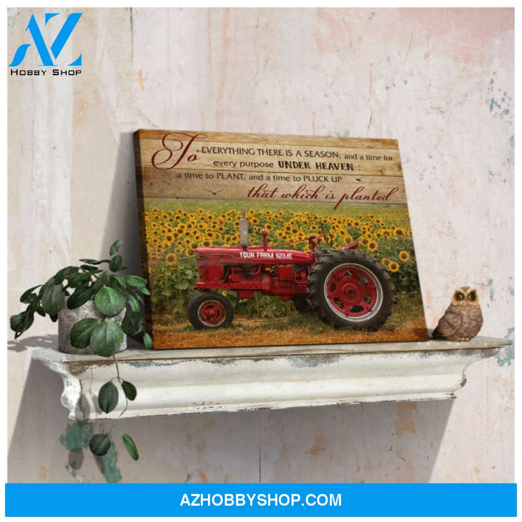 Ohcanvas Beautiful Tractor on Sunflower Field To Everything There Is A Season Personalized Canvas Custom Name Canvas Wall Art Decor