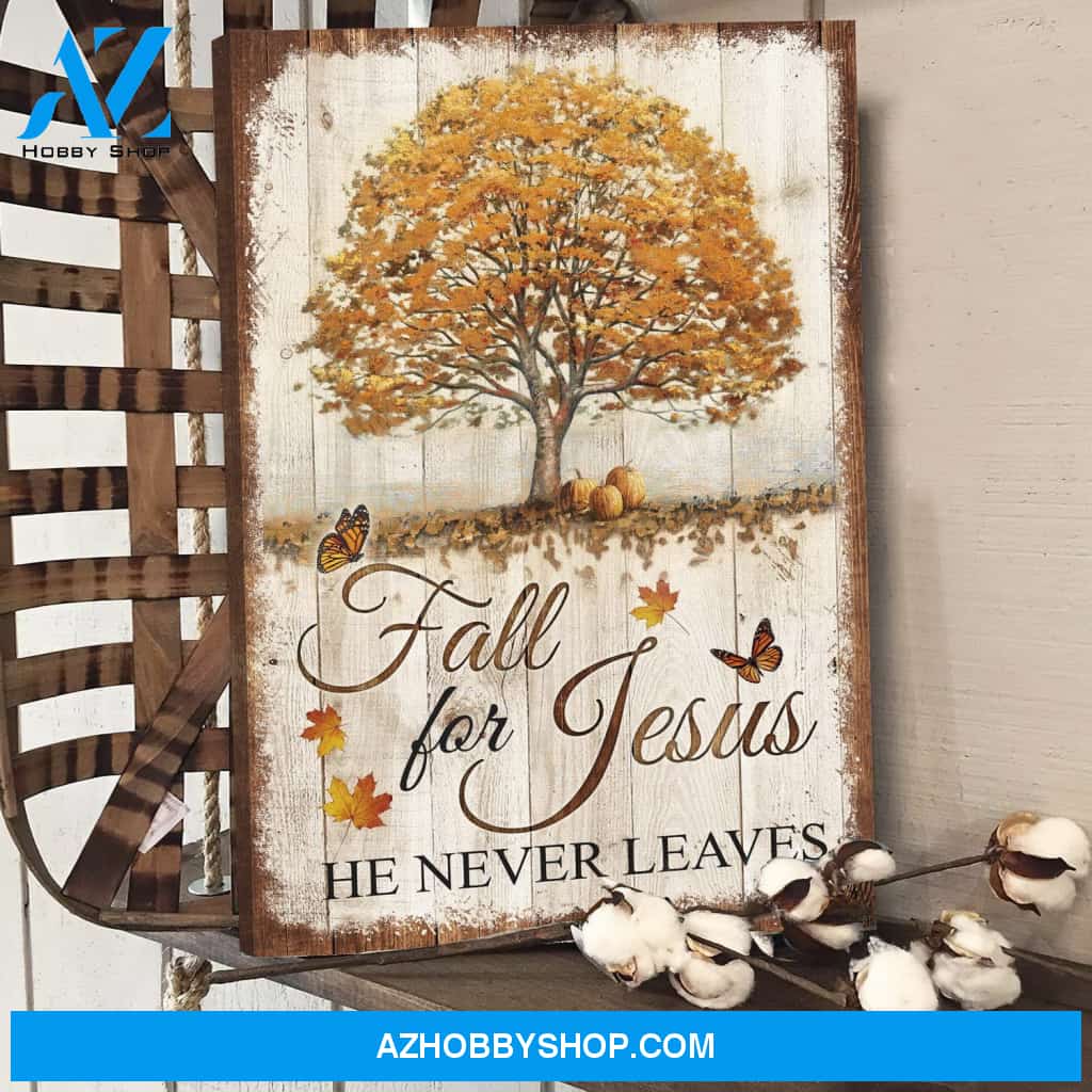 Beautiful tree - Fall for Jesus, he never leaves Jesus Portrait Canvas Print - Wall Art