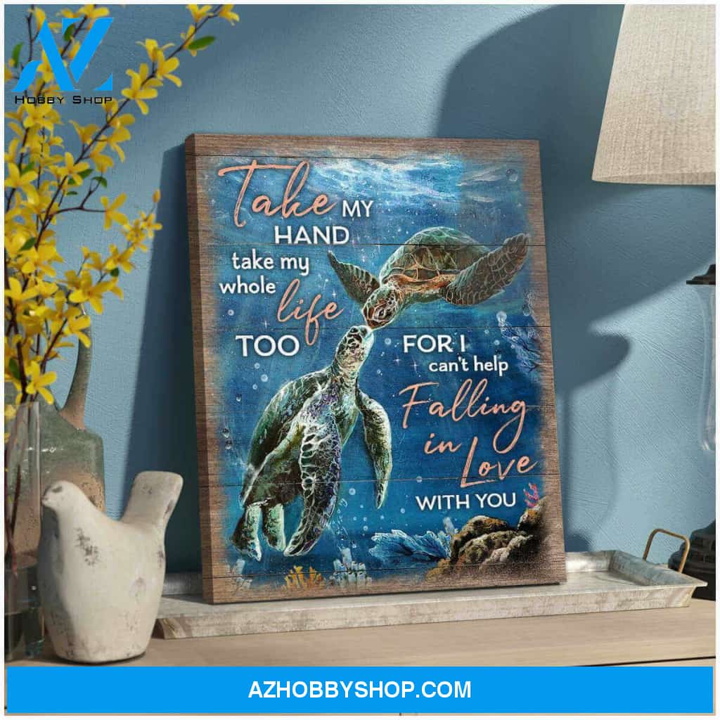 Beautiful Turtle Canvas Take my hand Wall Art Decor Love