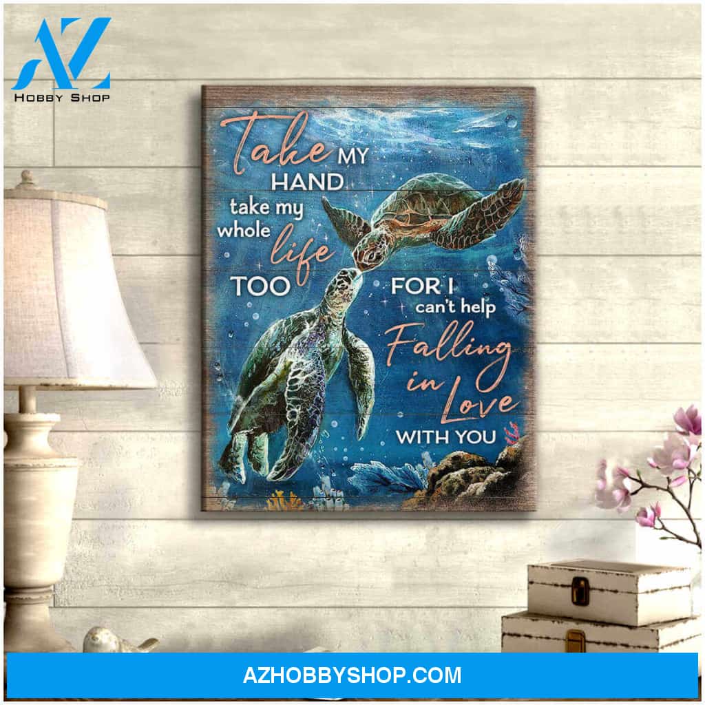 Beautiful Turtle Canvas Take my hand Wall Art Decor Love