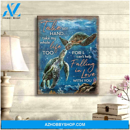 Beautiful Turtle Canvas Take my hand Wall Art Decor Love