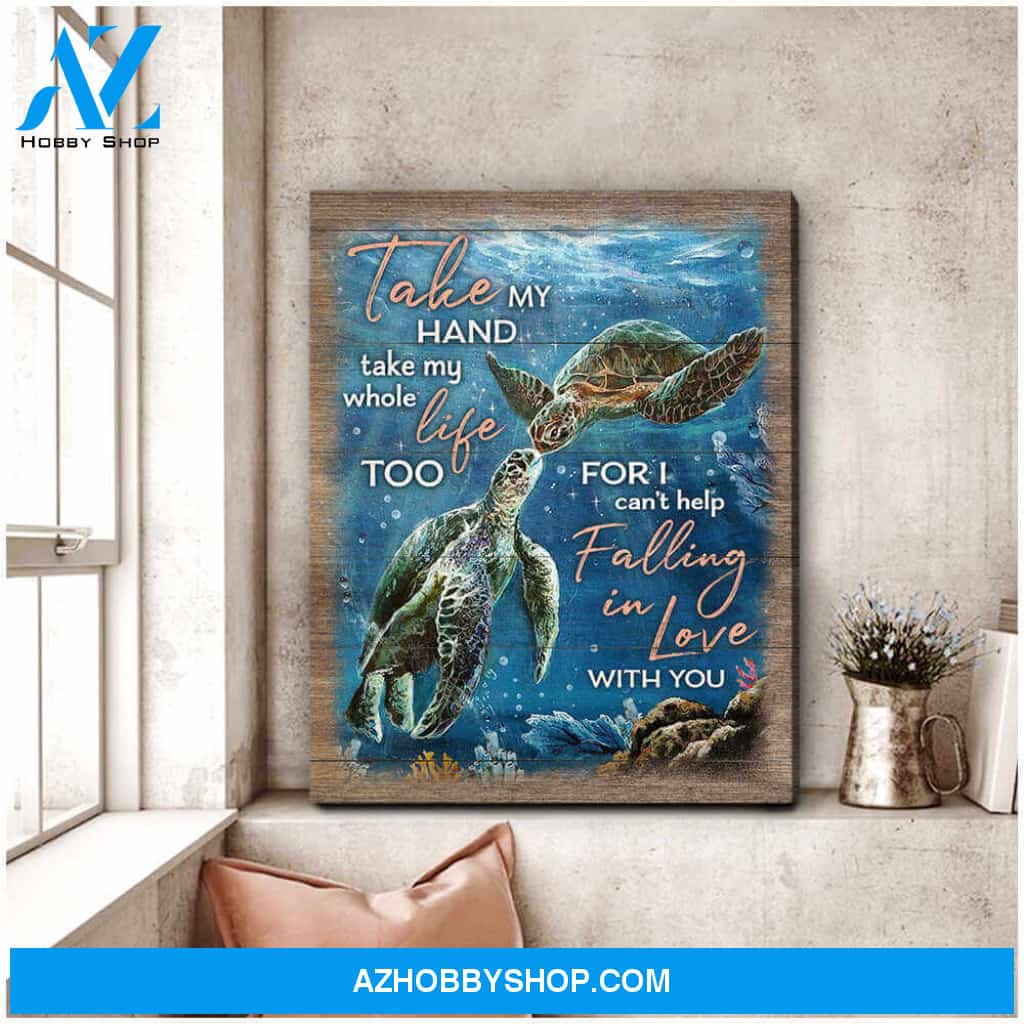 Beautiful Turtle Canvas Take my hand Wall Art Decor Love