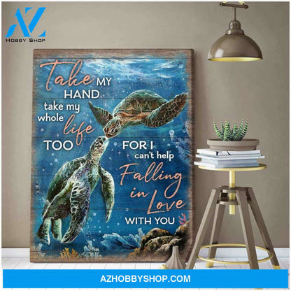 Beautiful Turtle Canvas Take my hand Wall Art Decor Love