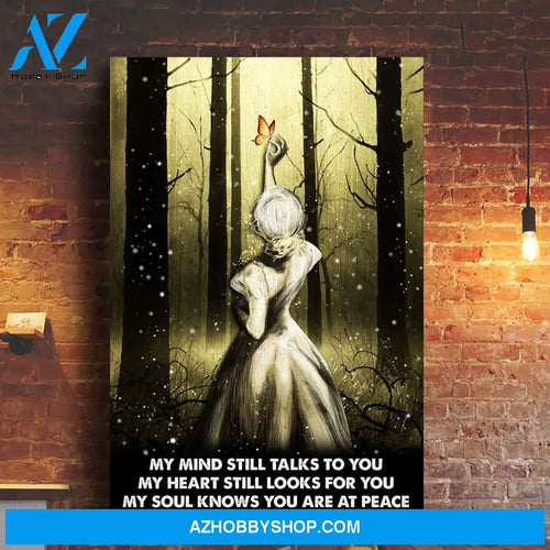 Beautiful woman holding butterfly - My mind still talks to you - Heaven Portrait Canvas Prints - Wall Art