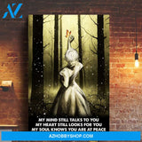 Beautiful woman holding butterfly - My mind still talks to you - Heaven Portrait Canvas Prints - Wall Art