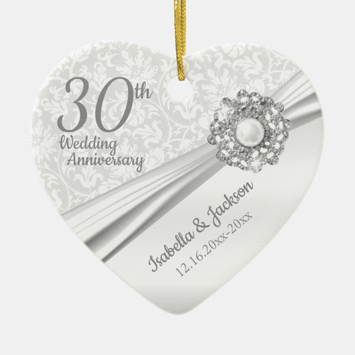 Beautiful 30Th Pearl Jewel Anniversary Ceramic Ornament