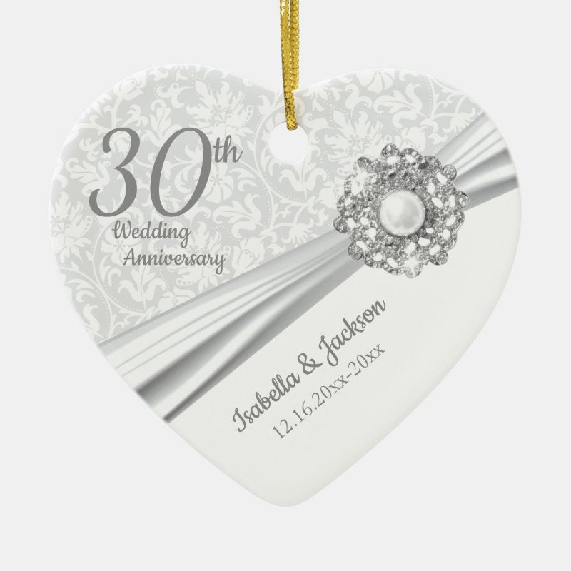 Beautiful 30Th Pearl Jewel Anniversary Ceramic Ornament