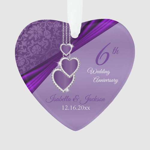 Beautiful 6Th Amethyst Wedding Anniversary Design Ornament