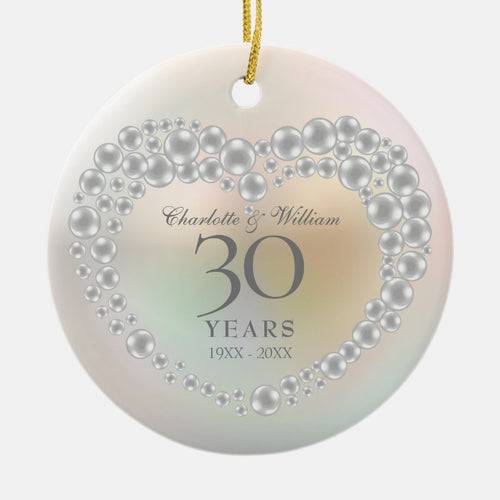 Beautiful Pearl 30Th Anniversary Photo Ceramic Ornament