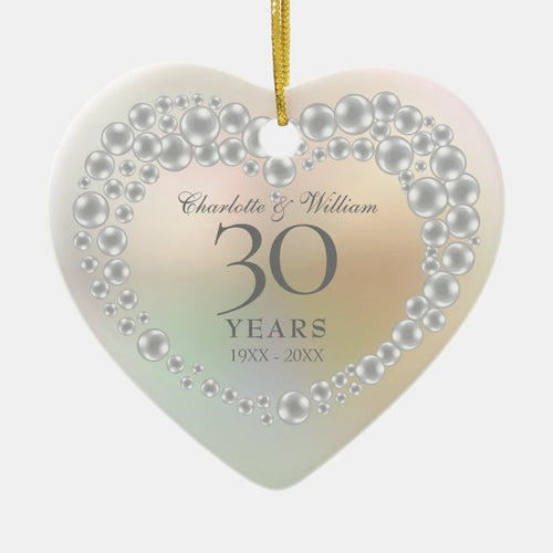 Beautiful Pearl 30Th Anniversary Photo Ceramic Ornament