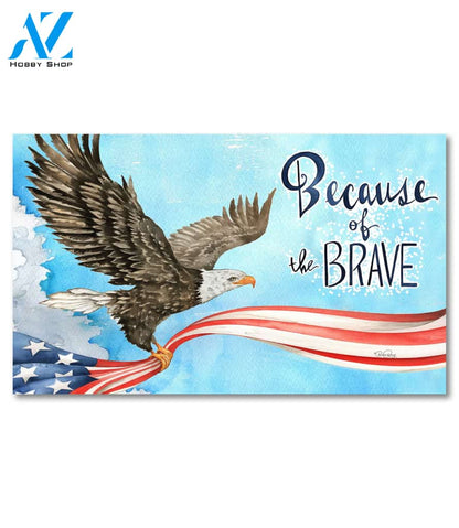 Because of the Brave Eagle Doormat - 18" x 30"