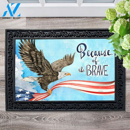 Because of the Brave Eagle Doormat - 18" x 30"