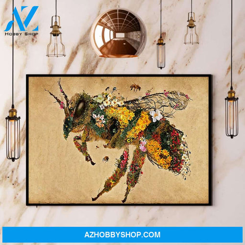 Bee Flower Canvas And Poster, Wall Decor Visual Art