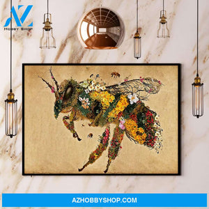 Bee Flower Canvas And Poster, Wall Decor Visual Art