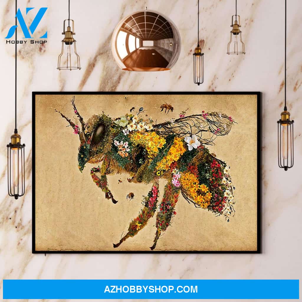 Bee Flower Canvas And Poster, Wall Decor Visual Art