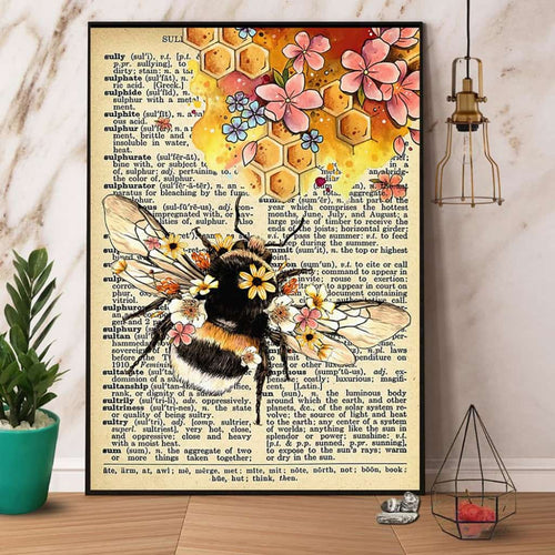 Bee Flower Vintage Honey Bee Paper Poster No Frame Matte Canvas Wall Decor