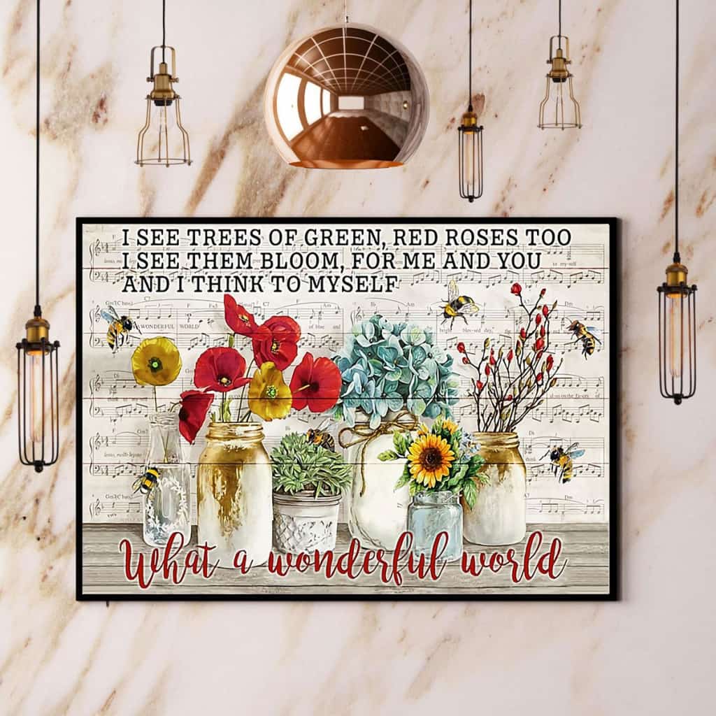 Bee Flower What A Wonderful World Paper Poster No Frame Matte Canvas Wall Decor
