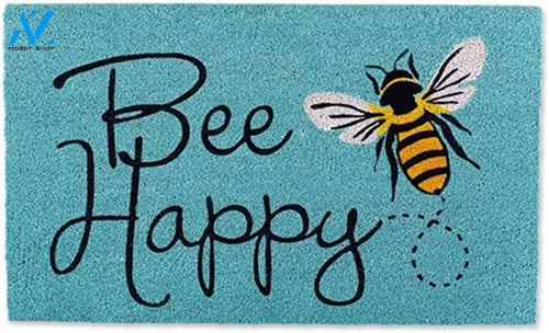 Bee Happy Door Mat Indoor and Outdoor Doormat Welcome Mat House Warming Gift Home Decor Funny Doormat Gift Idea