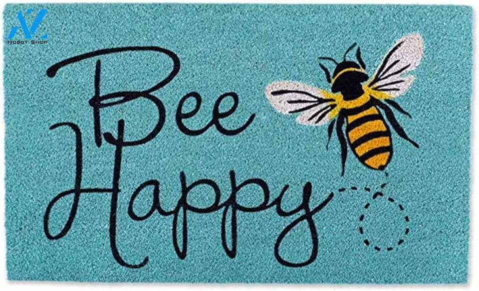 Bee Happy Door Mat Indoor and Outdoor Doormat Welcome Mat House Warming Gift Home Decor Funny Doormat Gift Idea