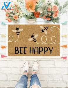 Bee Happy Bee Flying Printed Doormat Home Decor