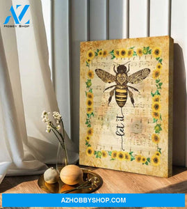 Bee Hippie Sunflower, Let it be Canvas And Poster, Wall Decor Visual Art